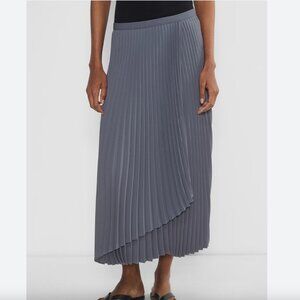 NWT Aritzia • Babaton Ladder Pleated Asymmetrical Shady Blue Gray Maxi Skirt • M